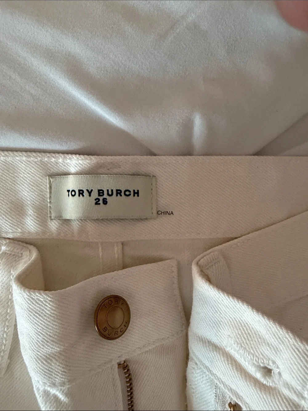 Tory Burch Cream High-Rise Straight Jeans